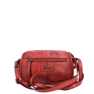 Minimalistická kožená crossbody kabelka Noelia Bolger materiál kože zapínanie na zips farba červená veľkosť malá NB 2417 CV Zozadu