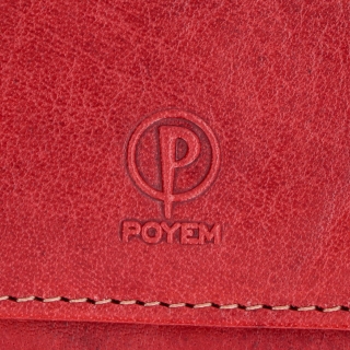 Elegantná peňaženka z pravej kože Poyem materiál kože zapínanie na cvok farba červená veľkosť malá 5241 Poyem CV Logo