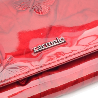 Kožená laková peňaženka Carmelo materiál kože zapínanie na cvok farba červená veľkosť malá 2106 M CV Logo