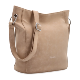 Mestská crossbody kabelka s hebkým povrchom a deleným vnútrom Tangerin materiál syntetická koža zapínanie na zips farba béžová veľkosť stredná 7015 SAN