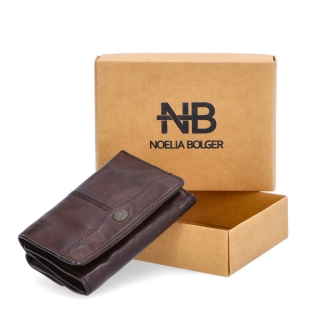 Minimalistická kožená peňaženka s prešívaním Noelia Bolger materiál kože zapínanie na cvok farba hnedá veľkosť malá 5129 NB H Krabička