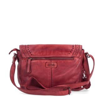 Dizajnová kožená crossbody kabelka s chlopňou Noelia Bolger materiál kože zapínanie na zips farba červená veľkosť malá NB 2026 CV Zozadu