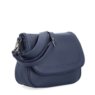 Dámska crossbody kabelka s jemnou štruktúrou Carmelo materiál syntetická koža zapínanie s chlopňou farba modrá veľkosť stredná 4361 TM