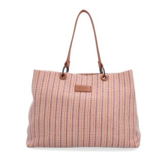 Priestranná shopper kabelka s textúrovaným povrchom Le Sands materiál syntetická koža zapínanie na zips farba oranžová veľkosť veľká 4614 O Spredu