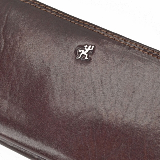 Kožená peňaženka peračník Cosset materiál kože zapínanie na zips farba hnedá veľkosť veľká 4401 Komodo H Logo