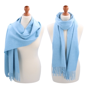 Elegantný jednofarebný šál so strapcami Noelia Bolger materiál Polyester s prímesou vlny farba modrá KZ003 - 06