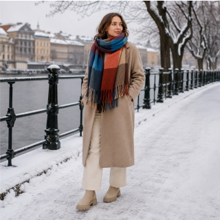 Príjemný šál s károvaným vzorom Noelia Bolger materiál Polyester s prímesou vlny farba multicolor KZ002 - 07
