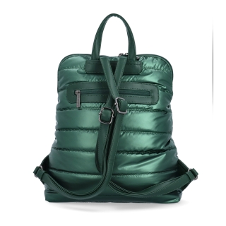 Prešívaný batoh z nadýchaného nylonu Carmelo materiál nylon zapínanie na zips farba zelená veľkosť stredná 4384 ZE Zozadu