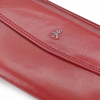 Kožená peňaženka peračník Cosset materiál kože zapínanie na zips farba červená veľkosť veľká 4491 Komodo CV Logo