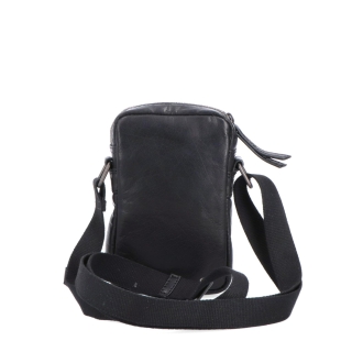 Malá kožená crossbody Poyem materiál kože zapínanie na zips farba čierna veľkosť malá 2220 Poyem C Zozadu