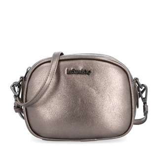 Malá crossbody kabelka s odopínateľným popruhom Le Sands materiál syntetická koža zapínanie na zips farba metalíza veľkosť malá 4370 BR Spredu