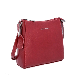 Nadčasová crossbody kabelka z pravej kože Noelia Bolger materiál kože zapínanie na zips farba červená veľkosť malá NB 0079 TCV