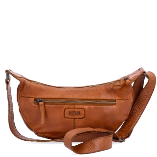 Malá kožená moonbag kabelka Noelia Bolger materiál kože zapínanie na zips farba koňaková veľkosť malá NB 2411 KO Zozadu