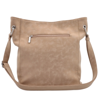 Mestská crossbody kabelka s hebkým povrchom a deleným vnútrom Tangerin materiál syntetická koža zapínanie na zips farba béžová veľkosť stredná 7015 SAN Zozadu