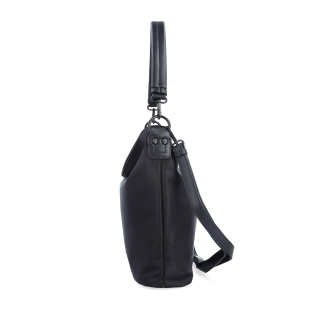 Elegantná dámska kabelka s dvoma popruhmi Carmelo materiál nylon zapínanie na zips farba čierna veľkosť stredná 6603 C Z boku