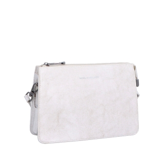 Malá kožená crossbody kabelka Noelia Bolger materiál kože zapínanie na zips farba biela veľkosť malá NB 0046 OW