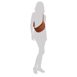 Malá kožená moonbag kabelka Noelia Bolger materiál kože zapínanie na zips farba koňaková veľkosť malá NB 2411 KO Na postave