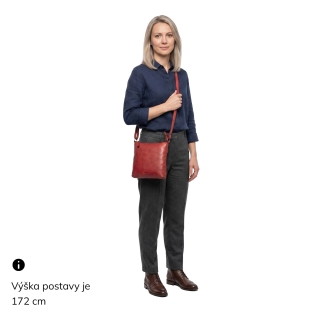 Elegantná kožená crossbody kabelka Noelia Bolger materiál kože zapínanie na zips farba červená veľkosť malá NB 2415 CV Na postave