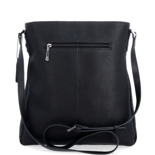 Minimalistická kožená crossbody kabelka na každý deň Noelia Bolger materiál kože zapínanie na zips farba čierna veľkosť stredná NB 3005 C Zozadu