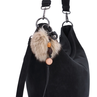 Štýlová hobo kabelka s odnímateľnými popruhmi Carmelo materiál syntetická koža zapínanie na zips farba čierna veľkosť stredná 4657 C Detail