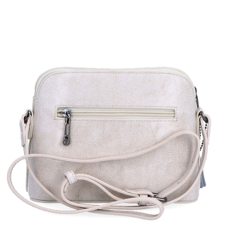 Luxusná malá kožená crossbody kabelka Noelia Bolger materiál kože zapínanie na zips farba biela veľkosť malá NB 0080 OW Zozadu