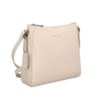 Kožená kabelka crossbody Noelia Bolger Noelia Bolger materiál kože zapínanie na zips farba béžová veľkosť malá NB 0097 BE