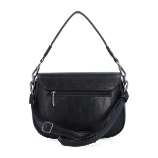 Štýlová crossbody kabelka s chlopňou Le Sands materiál syntetická koža zapínanie s chlopňou farba čierna veľkosť malá 7730 C Zozadu