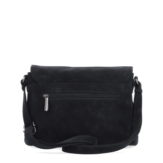 Štýlová crossbody kabelka s praktickou klopou Carmelo materiál syntetická koža zapínanie na zips farba čierna veľkosť malá 4661 C Zozadu