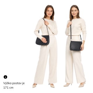 Elegantná kabelka s chlopňou, popruhom a uchom Le Sands materiál syntetická koža zapínanie s chlopňou farba taupe veľkosť stredná 7731 T Na postave