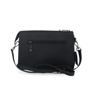 Elegantná crossbody kabelka Noelia Bolger materiál kože zapínanie na zips farba čierna veľkosť malá NB 0042 C Zozadu