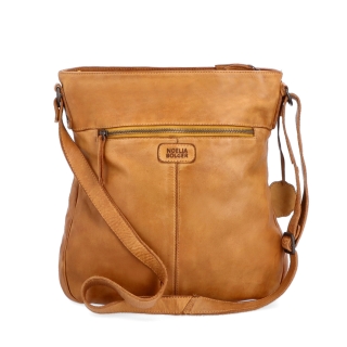 Kožená crossbody s predným vreckom na zips Noelia Bolger materiál kože zapínanie na zips farba žltá veľkosť stredná NB 2103 ZLU Zozadu