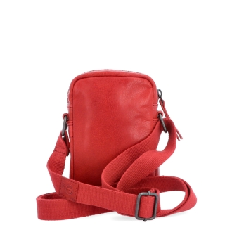 Malá kožená crossbody Poyem materiál kože zapínanie na zips farba červená veľkosť malá 2220 Poyem CV Zozadu