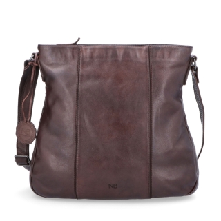 Kožená crossbody kabelka s prešívaním Noelia Bolger materiál kože zapínanie na zips farba hnedá veľkosť stredná NB 2002 H Spredu