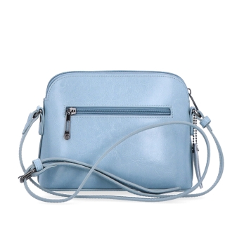 Luxusná malá kožená crossbody kabelka Noelia Bolger materiál kože zapínanie na zips farba modrá veľkosť malá NB 0080 SM Zozadu