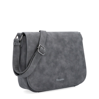 Elegantná crossbody kabelka s chlopňou Tangerin materiál syntetická koža zapínanie na zips farba sivá veľkosť stredná 1115 ANT
