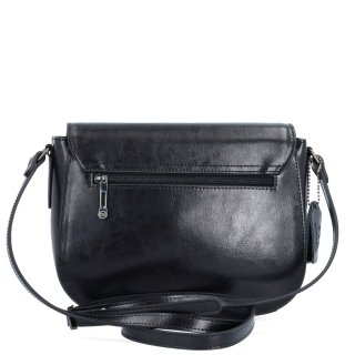 Elegantná kožená crossbody kabelka s chlopňou Noelia Bolger materiál kože zapínanie s chlopňou farba čierna veľkosť malá NB 0117 C Zozadu