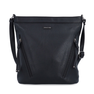 Crossbody kabelka s ozdobnými zipsami Tangerin materiál syntetická koža zapínanie na zips farba čierna veľkosť stredná 8050 C Spredu