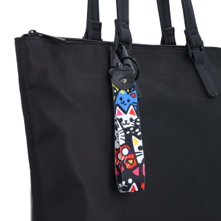 Textilný prívesok na kabelku s mačičkami Indee materiál textil farba multicolor D039 - 02