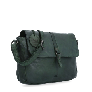Kožená crossbody kabelka s chlopňou Noelia Bolger materiál kože zapínanie s chlopňou farba zelená veľkosť stredná NB 2416 ZE