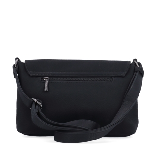 Elegantná crossbody kabelka s klopou Le Sands materiál syntetická koža zapínanie s chlopňou farba čierna veľkosť malá 4652 C Zozadu