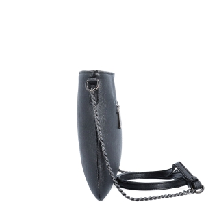 Elegantná crossbody kabelka s jemným leskom Le Sands materiál syntetická koža zapínanie na zips farba čierna veľkosť malá 4608 C Z boku
