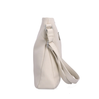 Dizajnová crossbody kabelka Carmelo materiál syntetická koža zapínanie na zips farba béžová veľkosť stredná 4271 BE Z boku