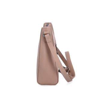 Kožená kabelka crossbody Noelia Bolger Noelia Bolger materiál kože zapínanie na zips farba nude veľkosť malá NB 0097 N Z boku