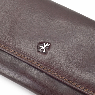 Dlhá kožená peňaženka Cosset materiál kože zapínanie na cvok farba hnedá veľkosť veľká 4493 Komodo H Logo
