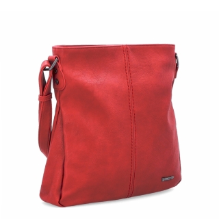 Crossbody kabelka s jednoduchým prešívaním Tangerin materiál syntetická koža zapínanie na zips farba červená veľkosť stredná 8003 CV