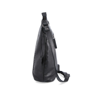 Kožená kabelka s perforáciou a nastaviteľným crossbody popruhom Noelia Bolger materiál kože zapínanie na zips farba čierna veľkosť stredná NB 2029 C Z boku