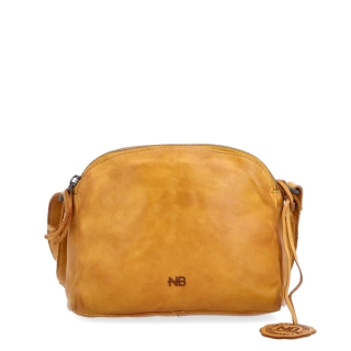 Kvalitná kožená crossbody kabelka Noelia Bolger materiál kože zapínanie na zips farba žltá veľkosť malá NB 2408 ZLU Spredu