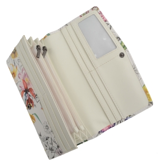 Veľká peňaženka s kvetmi Carmelo materiál syntetická koža zapínanie na cvok farba multicolor veľkosť veľká 2119 Print Zhora
