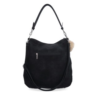 Praktická kabelka cez rameno aj crossbody s prešívaním Carmelo materiál syntetická koža zapínanie na zips farba čierna veľkosť stredná 4656 C Zozadu