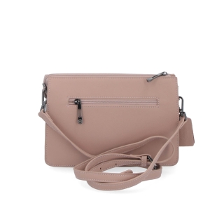 Elegantná crossbody kabelka Noelia Bolger materiál kože zapínanie na zips farba nude veľkosť malá NB 0042 N Zozadu